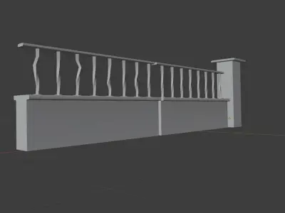 Fence Brick Low-poly 3D model