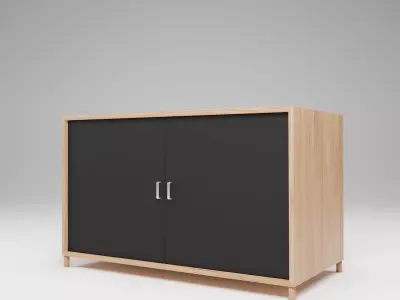 wooden cabinet and black door 3D model