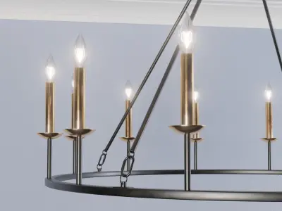 Remington Iron Round Ceiling-Mounted Chandelier 3D model