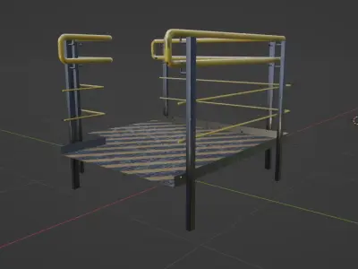 Set Ramp PBR metal ladder with stripes 3D Model Pack