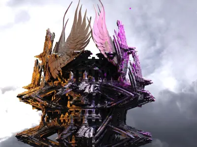 Victorian Winged Sci fi pillars  3D model