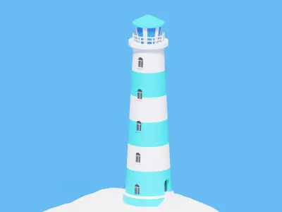 Low Poly Cartoon Light House 3D model