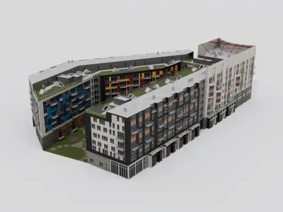 City Club Modern Apartments Building CBD Detroit  3D model