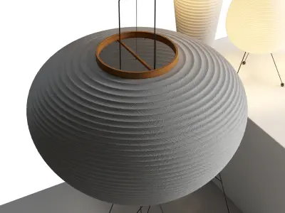 Rice Paper Floor Lamp scene Low-poly 3D model