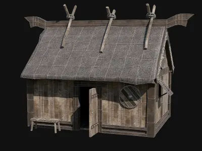 VIKING NORDIC FEUDAL HOUSE HUT MEDIEVAL CITY BUILDING COLLECTION Low-poly 3D model
