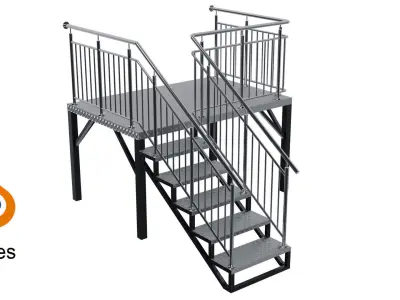 Metal stairs 3D model