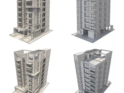 Apartment Buildings Set 1 3D model