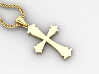 Light Gold 18K Cross Pendant 1CP031 3D print model