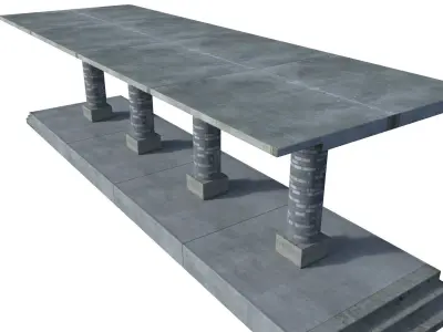 Station concrete bench Low-poly 3D model