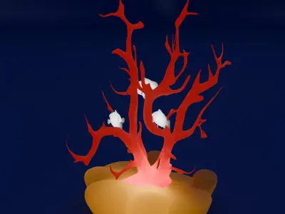 Indirect lighting of branch corals and clownfish Low-poly 3D model