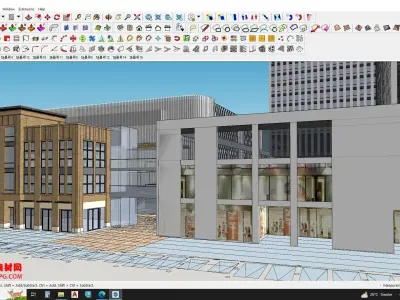 Hotel Building along with Shopping mall Sketchup model 3D model