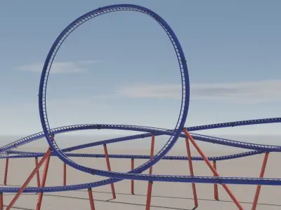 Rollercoaster Roller Coaster Low-poly 3D model