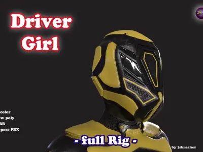 Driver Girl - PBR Low-poly 3D model