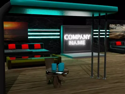 Exhibition Lounge  Event Booth Interior 3D Model 3D model