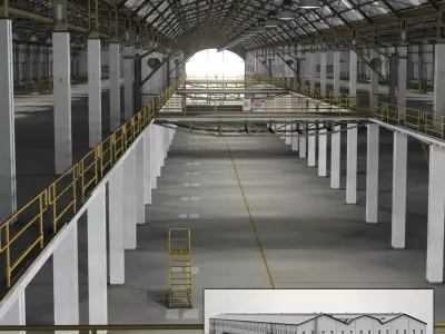 Warehouse Building Low-poly 3D model