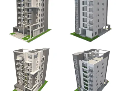 Apartment Buildings Set 1 3D model