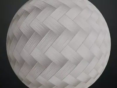 White Herringbone Woven Bamboo Texture