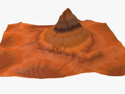 Mountain 3 made of orange paper 3D model