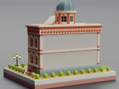cartoon court house 01 3D model