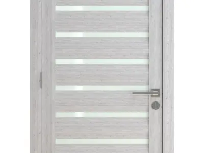 Door-085 wooden door with glass panel 3D model