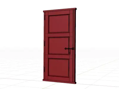 Traditional wooden door Low-poly 3D model