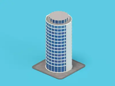 Cartoon Building Low-poly 3D model get