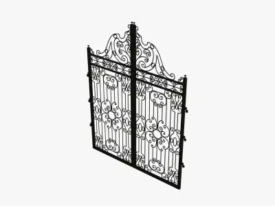 Gate-8 ornate wrought iron gate 3D model