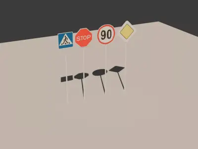 this is a 3D model of road signs 3D model