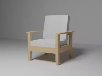 Modern Wood Frame Armchair 3D Model 3D model