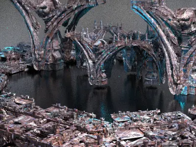 Edwardian Steampunk city exterior background 7  3D model