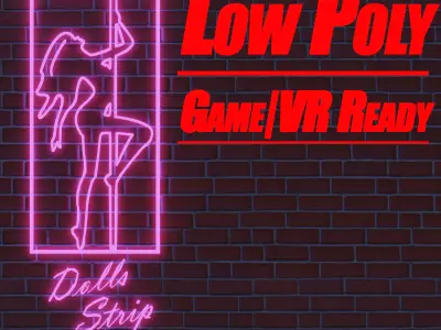 Striptease Signboard Low-poly 3D model