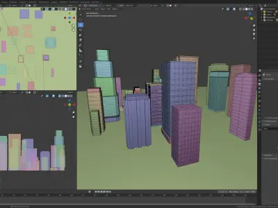 24 low poly buildings Low-poly 3D model