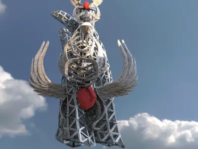Modern art Winged spiral Tower 3  3D model