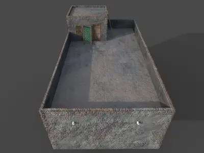 Concrete Village House Low-poly 3D model
