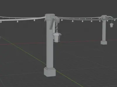 Lampposts with hanging lanterns Free low-poly 3D model
