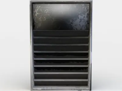 Window metal cabinet with shelves Low-poly 3D model