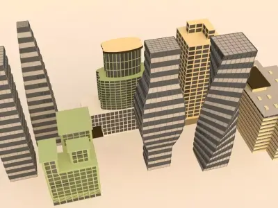 Skyscraper Collection Game-Ready Low-poly 3D model