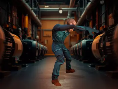 Industrial Mechanic Character in Blue Coveralls Low-poly 3D model