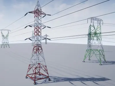 PBR Electric Transmission Towers Low-poly 3D model