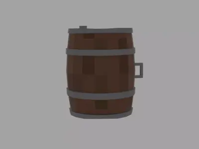 Stylized Low Poly Barrel Game Ready Low-poly 3D model