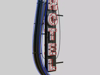 Neon Hotel Sign 3D model