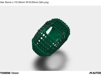 Men Ring with Emerald Cut Center Stone and Side Stones 3D print model