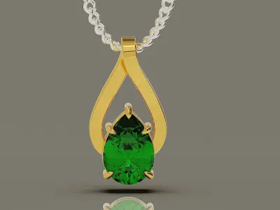 Prong set pear shape diamond twist pendant Free 3D print model