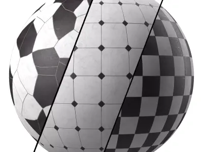 Marble Tile Materials 11- Marble Mixed by Stone 3 patterns Pbr Low-poly 3D model