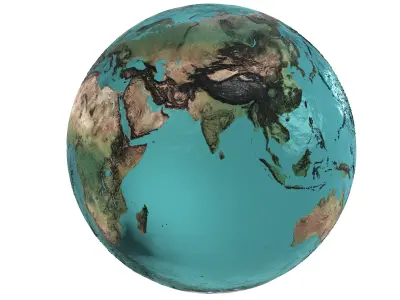 Earth Water 3D Globe Contours Map Low-poly 3D model