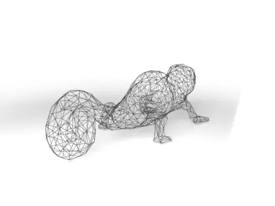 Chameleon Wireframe Low-poly 3D model