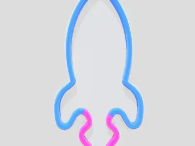 Neon Sign Rocket Low-poly 3D model