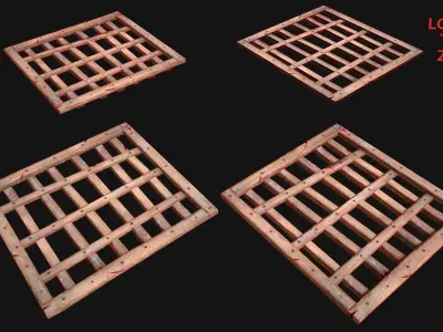 Medieval Roof  Wooden Lattice Low-poly 3D model