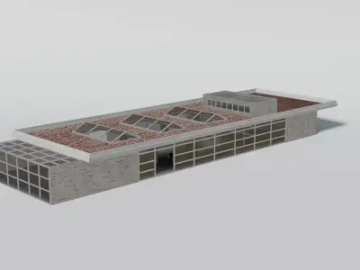 Modern regional train station 3D model