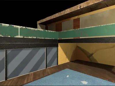 Low Poly Realistic Villa room with window and door Low-poly 3D model